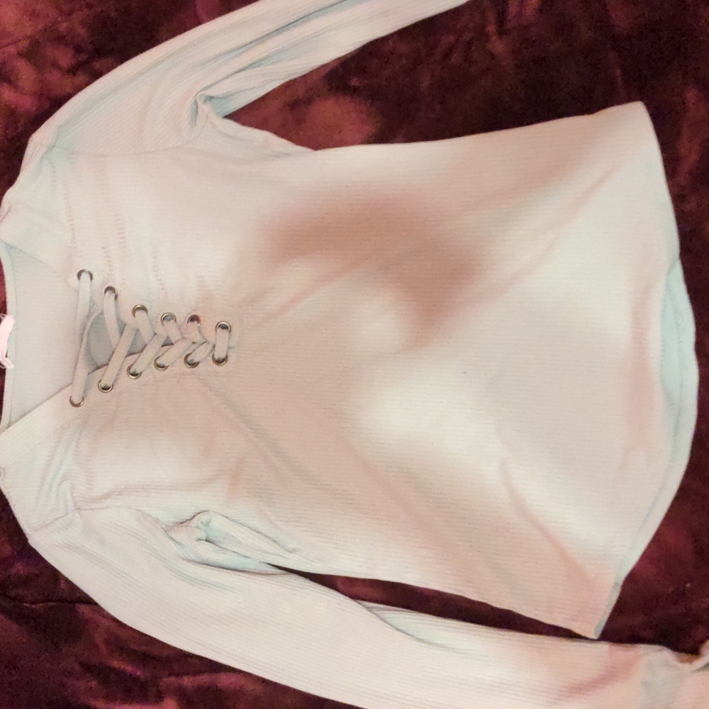 Pink Rose brand light mint size small womens shirt with lace straps in front